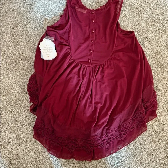 ALTAR’D STATE Burgundy Lace Sleeveless Top - Picture 2 of 3